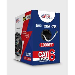 Cat6 Plenum Cable 1000FT– DSX-8000 Certified | 0.58mm Solid Conductor | High Speed 10Gbps Ethernet Cable | Premium Networking Wire for Home, Office & Commercial Installations - Black in Saudi Arabia