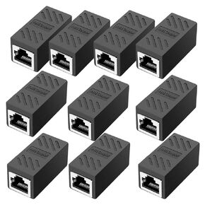 وصلة توصيل PANPEO RJ45 Cat6، 10 وصلات تمديد إيثرنت أنثى إلى أنثى، وصلة توصيل مدمجة لـ Cat7، Cat6، Cat5e، كابل إيثرنت Cat5، أسود in Kuwait