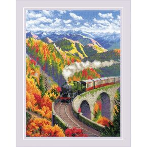 Riolis 1079 - Autumn View - Counted Cross Stitch Kit 15" x 10¼" Zweigart 14 ct. White AIDA 20 Colors in Kuwait