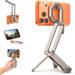 LULULOOK Rugged Magnetic Phone Tripod Stand for iPhone/Pixel 10 - Portable Strong Magnetic Phone Holder for Magsafe - Tripod Mount for iPhone 13/14/15/16/17 Pro Max & Air (Orange) in Saudi Arabia