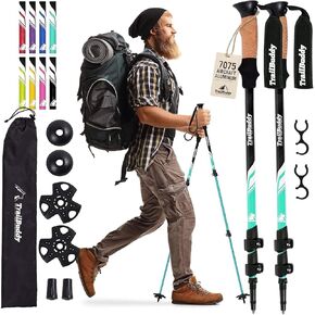 TrailBuddy Collapsible Hiking Poles for Kids - Pack of 2 Trekking Poles for Hiking, Camping & Backpacking - Lightweight, Adjustable Aluminum Walking Sticks with EVA Grip in Saudi Arabia