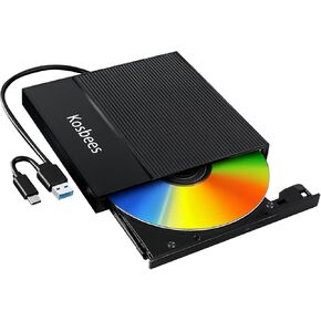 External CD/DVD Drive for Laptop,CD Burner for PC,Ultra-Slim DVD Player for Laptop,USB 3.0 Type C Portable CD Player +/-RW CD ROM Reader Writer Disk for Desktop Windows 11/10/8/7 Mac in Saudi Arabia