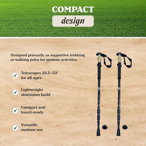 Yard Tuff Adjustable Walking Sticks for Hiking and Trekking, Lightweight Aluminum Poles with Anti-Shock Springs and Telescoping Design, Set of 2 in Saudi Arabia