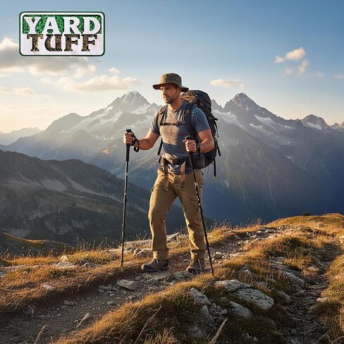 Yard Tuff Adjustable Walking Sticks for Hiking and Trekking, Lightweight Aluminum Poles with Anti-Shock Springs and Telescoping Design, Set of 2 in Saudi Arabia