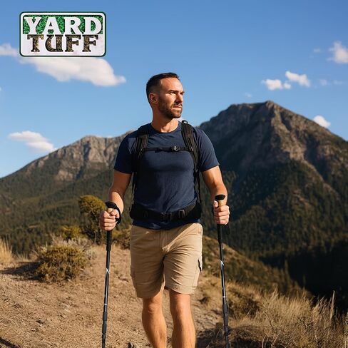 Yard Tuff Adjustable Walking Sticks for Hiking and Trekking, Lightweight Aluminum Poles with Anti-Shock Springs and Telescoping Design, Set of 2 in Saudi Arabia
