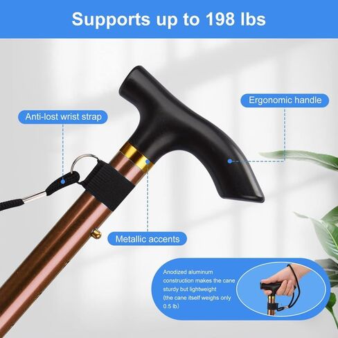 5-Section Folding Trekking Pole Lightweight Adjustable Stick with Locking Mechanism Telescopic Hiking Pole for Seniors Hikers Travel Brown in Saudi Arabia