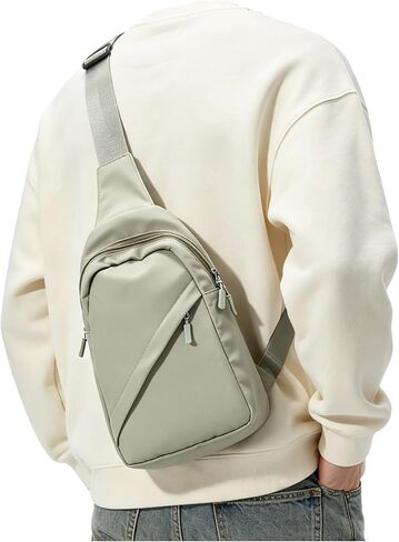 SEAFEW White Sling Crossbody Bag for Men Women, Tactical Backpack Shoulder Daypack Mini Anti-Theft Cross Body Motorcycle Chest Bags, Small One Strap Fanny Back Pack for Casual Travel Hiking Sport Gym in Saudi Arabia
