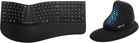 DELUX Full Size Ergonomic Split Keyboard and Wireless Vertical Mouse Combo, GM909 Wireless Split Keyboard and M618XSD Vertical Mouse with OLED Screen, for Large Hands (GM909-M618XSD) in Saudi Arabia