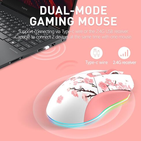 DAREU EK98pro Sakura Pink لوحة مفاتيح ميكانيكية لاسلكية وماوس ألعاب لاسلكي مع قاعدة شحن كومبو (HiFi Dream Switch) in Saudi Arabia
