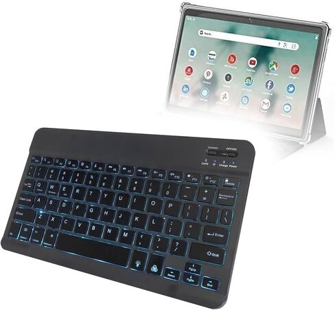 BoxWave Keyboard Compatible with Wiwibous Android Tablet (10.1 in) - SlimKeys Bluetooth Keyboard - with Backlight, Portable Slim LED 7 Colors - Jet Black in Saudi Arabia