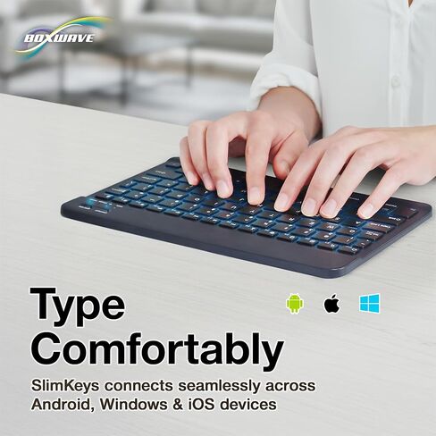 BoxWave Keyboard Compatible with Wiwibous Android Tablet (10.1 in) - SlimKeys Bluetooth Keyboard - with Backlight, Portable Slim LED 7 Colors - Jet Black in Saudi Arabia