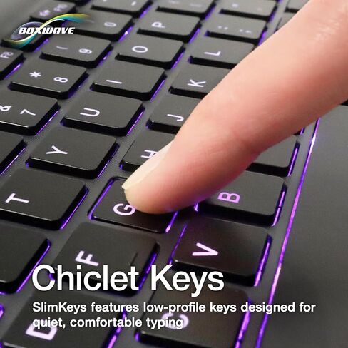 BoxWave Keyboard Compatible with Wiwibous Android Tablet (10.1 in) - SlimKeys Bluetooth Keyboard - with Backlight, Portable Slim LED 7 Colors - Jet Black in Saudi Arabia