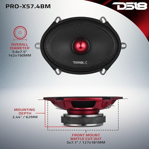 DS18 PRO-X57.4BM 5x7" Mid-Range Loudspeaker with Aluminum Bullet – 175W RMS, 350W Max, 4-Ohm – Pro Audio Speaker for Vocals & Mids in Saudi Arabia