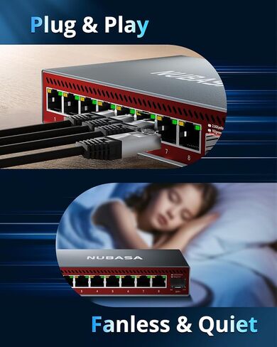 8 Port 2.5Gb Switch Unmanaged with 10Gb SFP+ Slot, Plug & Play 2.5 Gigabit Ethernet Switch with Silent Aluminum Housing for NAS, Gaming, PC, Access Point in Saudi Arabia