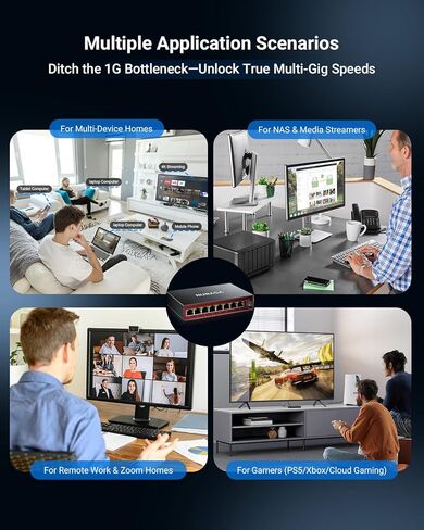 8 Port 2.5Gb Switch Unmanaged with 10Gb SFP+ Slot, Plug & Play 2.5 Gigabit Ethernet Switch with Silent Aluminum Housing for NAS, Gaming, PC, Access Point in Saudi Arabia