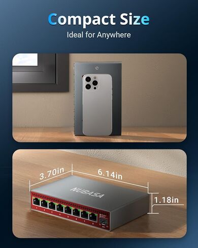 8 Port 2.5Gb Switch Unmanaged with 10Gb SFP+ Slot, Plug & Play 2.5 Gigabit Ethernet Switch with Silent Aluminum Housing for NAS, Gaming, PC, Access Point in Saudi Arabia