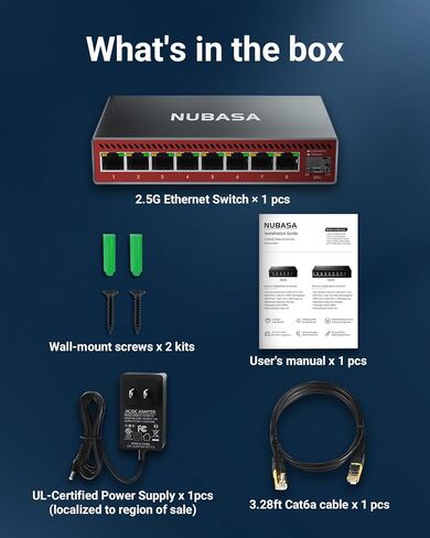 8 Port 2.5Gb Switch Unmanaged with 10Gb SFP+ Slot, Plug & Play 2.5 Gigabit Ethernet Switch with Silent Aluminum Housing for NAS, Gaming, PC, Access Point in Saudi Arabia