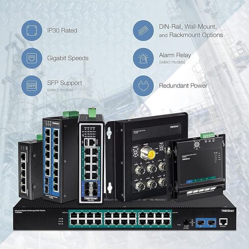 TRENDnet Bundle 5-Port Industrial Fast Ethernet DIN-Rail Switch TI-PE50, 150W 52V DC 2.89A AC to DC DIN-Rail Industrial Power Supply TI-S15052 in Saudi Arabia