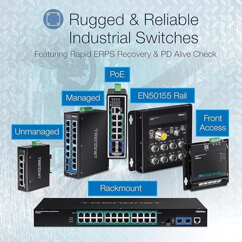 TRENDnet Bundle 5-Port Industrial Fast Ethernet DIN-Rail Switch TI-PE50, 150W 52V DC 2.89A AC to DC DIN-Rail Industrial Power Supply TI-S15052 in Saudi Arabia