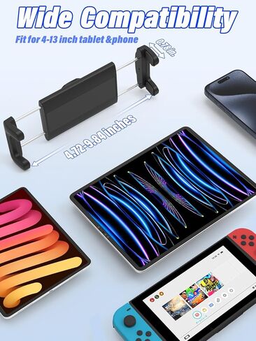 حامل كمبيوتر لوحي بمسند الرأس من LYFlCCS مع ذراع مرن خاص لجهاز iPad Pro 12.9، جراب مناسب للمقعد الخلفي للرحلات الطويلة لأجهزة iPad air وmini وGalaxy Tab والمزيد من الهواتف والكمبيوتر اللوحي مقاس 4.7-13 بوصة in Kuwait