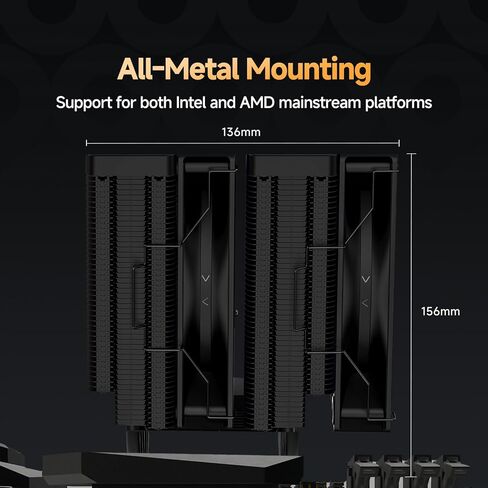 مبرد وحدة المعالجة المركزية Ocypus Delta A62 ARGB BK، 6 أنابيب حرارة نحاسية، مبرد هواء TDP 260W، مراوح PWM صامتة هيدروليكية، مروحة تبريد الكمبيوتر لـ AMD AM4/AM5، Intel LGA 115X/1200/1700/1851 in Saudi Arabia