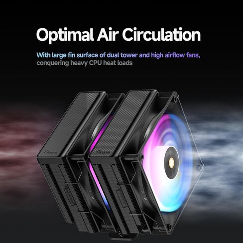 مبرد وحدة المعالجة المركزية Ocypus Delta A62 ARGB BK، 6 أنابيب حرارة نحاسية، مبرد هواء TDP 260W، مراوح PWM صامتة هيدروليكية، مروحة تبريد الكمبيوتر لـ AMD AM4/AM5، Intel LGA 115X/1200/1700/1851 in Saudi Arabia