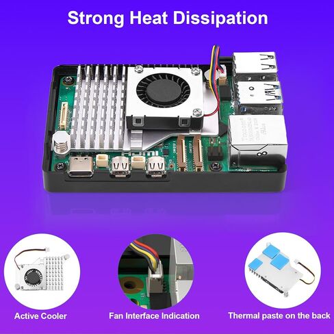 مجموعة Raspberry Pi 5 4 جيجابايت مع مبرد نشط إصدار 64 جيجابايت، ومصدر طاقة 27 وات GaN 5.1V5A USB-C، ولوحة Pi5 4 جيجابايت، ومجموعة قارئات بطاقات 64 جيجابايت، وحقيبة Pi 5 ABS، وكابلات إخراج Micro HD مزدوجة 4K ودليل المستخدم in Kuwait