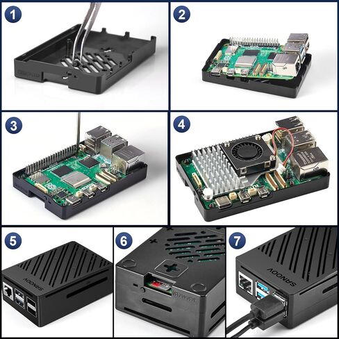 مجموعة Raspberry Pi 5 4 جيجابايت مع مبرد نشط إصدار 64 جيجابايت، ومصدر طاقة 27 وات GaN 5.1V5A USB-C، ولوحة Pi5 4 جيجابايت، ومجموعة قارئات بطاقات 64 جيجابايت، وحقيبة Pi 5 ABS، وكابلات إخراج Micro HD مزدوجة 4K ودليل المستخدم in Kuwait