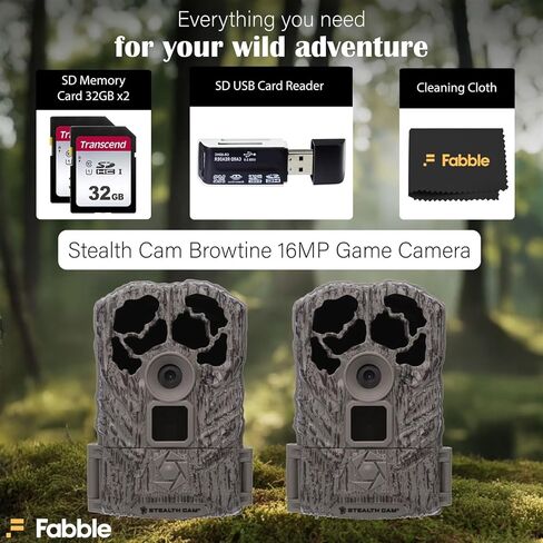 Stealth Cam Browtine 16MP Trail Camera (Model STC-BT16) 2-Pack Bundle with 32GB SDHC Memory Cards, Mounting Straps, Hi-Speed SD Card Reader, and Cleaning Cloth in Saudi Arabia