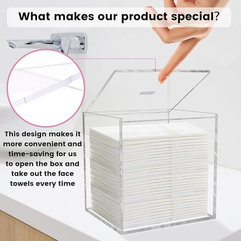 Disposable Facial Towel Storage Box, Acrylic Box for Clean Towels XL (NOT Included), Acrylic Disposable Face Towelette Holder Container in Saudi Arabia