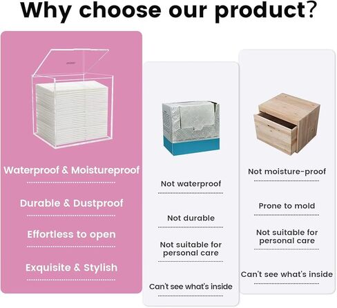 Disposable Facial Towel Storage Box, Acrylic Box for Clean Towels XL (NOT Included), Acrylic Disposable Face Towelette Holder Container in Saudi Arabia