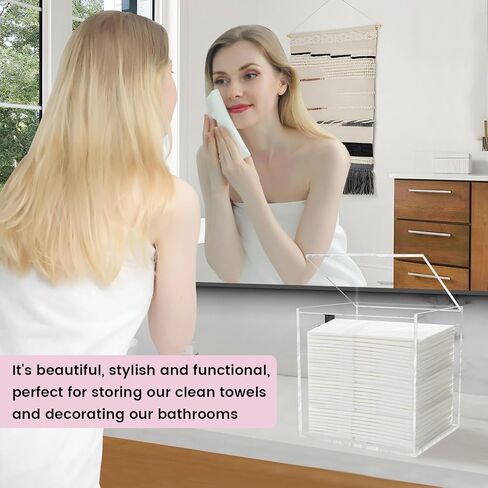Disposable Facial Towel Storage Box, Acrylic Box for Clean Towels XL (NOT Included), Acrylic Disposable Face Towelette Holder Container in Saudi Arabia