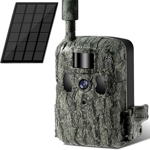 4G LTE Cellular Trail Camera 2K with Live Streaming,24000mAh Long Battery Life,Solar Powered Game Wildlife Cameras,Motion Activated,940nm No Glow Night Vision,IP66 Waterproof (Camera with 64GB) in Saudi Arabia