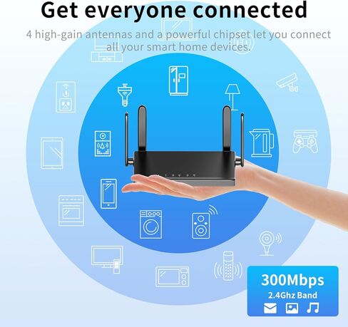 KKH 2.4ghz WiFi Router, Portable Travel Easy Setup Wireless Internet Network Pocket-Sized Long Range Wi-Fi Routers, High Speed up to 300mbps for Hotel Home Smart TV PC Computer Phone Gaming in Saudi Arabia