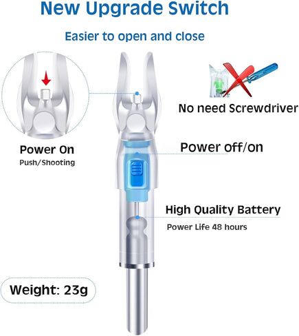 Lighted Nocks for Arrows with .166/G, .204/X, .233/H, .244/S and .246/GT, Bowstring Activation,Archery Lighted nocks (6 Pack) in Saudi Arabia