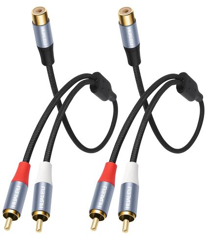 1FT RCA Splitter 1 Female to 2 Male, 2 Pack - RCA Audio Video Cable Splitter Adapter,Aluminum Alloy housing/Braided Cable/Integrated Injection Molded Splitter in Saudi Arabia