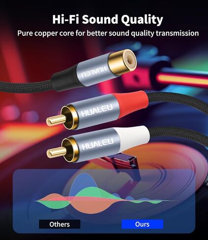 1FT RCA Splitter 1 Female to 2 Male, 2 Pack - RCA Audio Video Cable Splitter Adapter,Aluminum Alloy housing/Braided Cable/Integrated Injection Molded Splitter in Saudi Arabia