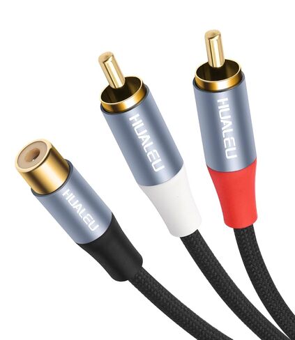 1FT RCA Splitter 1 Female to 2 Male, 2 Pack - RCA Audio Video Cable Splitter Adapter,Aluminum Alloy housing/Braided Cable/Integrated Injection Molded Splitter in Saudi Arabia