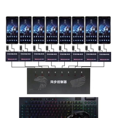 8 Ports USB Computer Synchronizer, DNF Brushed Gold Keyboard and Mouse Sharer, for Game Studios, Security/Stock Market Surveillance, Offices in Saudi Arabia