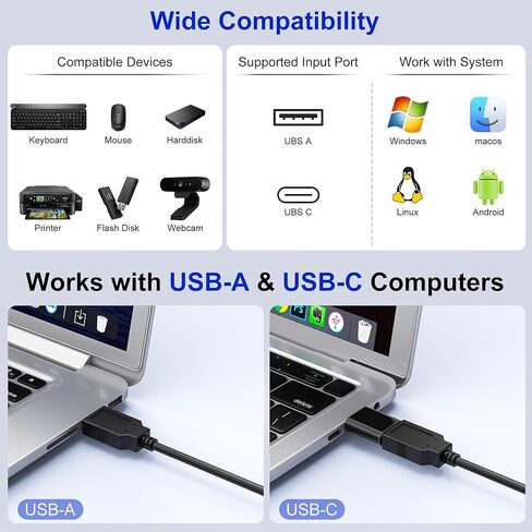 محول USB 3.0 2 في 7 مخارج، محول USB لجهازي كمبيوتر يشاركان 7 أجهزة USB (4 USB-A + 3 USB-C)، مفاتيح USB لمشاركة لوحة المفاتيح والماسح الضوئي للطابعة مع محول USB-C ذكر، وحدة تحكم، محول طاقة in Saudi Arabia
