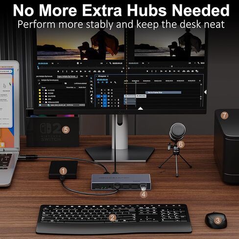 محول USB 3.0 2 في 7 مخارج، محول USB لجهازي كمبيوتر يشاركان 7 أجهزة USB (4 USB-A + 3 USB-C)، مفاتيح USB لمشاركة لوحة المفاتيح والماسح الضوئي للطابعة مع محول USB-C ذكر، وحدة تحكم، محول طاقة in Saudi Arabia