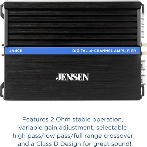 مضخم صوت JENSEN JA4CH Class-D ذو 4 قنوات مع زوج مكبرات صوت لباب السيارة بأربعة اتجاهات مقاس 6.5 بوصة وحزمة مكبرات صوت للسيارة بأربعة اتجاهات مقاس 6 × 9 بوصة in Saudi Arabia