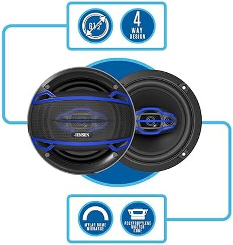 مضخم صوت JENSEN JA4CH Class-D ذو 4 قنوات مع زوج مكبرات صوت لباب السيارة بأربعة اتجاهات مقاس 6.5 بوصة وحزمة مكبرات صوت للسيارة بأربعة اتجاهات مقاس 6 × 9 بوصة in Saudi Arabia