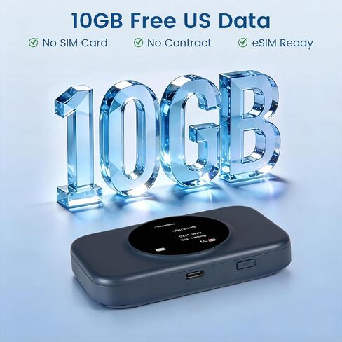 S2 Portable WiFi Hotspot,10GB Free USA Data for 30 Days,No Sim Card Needed,4g LTE Mobile Internet Travel Router for USA,8 Device Connected,High Speed Pocket Hot Spot MiFi Devices in Kuwait