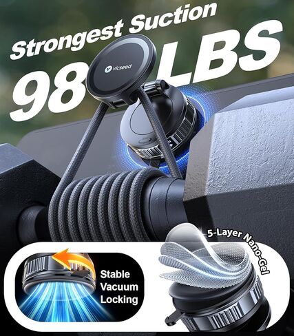 VICSEED Ultimate for Magsafe Car Mount [98+LBS Strongest Suction] 360° Vacuum Magnetic Phone Holders for Your Car Metal Arm Foldable Cellphone Mount for iPhone 17 16 15 14 13 12 Pro Max Air Android in Saudi Arabia