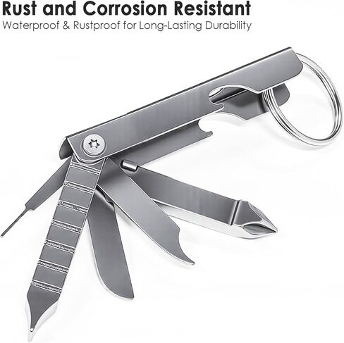 TENOC 7-in-1 Multi-Tool Keychain, Portable Stainless Steel Pocket Gadget with SIM Card Ejector Pin, Screwdrivers & Bottle Opener in Saudi Arabia