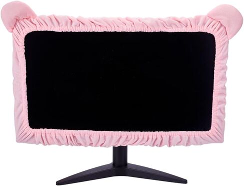 CREATCABIN 23 "-27" غطاء شاشة الكمبيوتر Kawaii مع تصميم أذن القطة الوردي شاشة الكمبيوتر الغطاء الواقي شاشة مرنة ضد الغبار عرض فروي Bowknot الديكور للكمبيوتر اللوحي الكمبيوتر المحمول تلفزيون LCD in Saudi Arabia