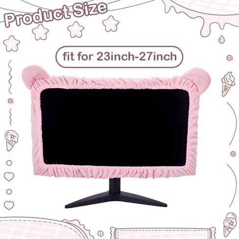 CREATCABIN 23 "-27" غطاء شاشة الكمبيوتر Kawaii مع تصميم أذن القطة الوردي شاشة الكمبيوتر الغطاء الواقي شاشة مرنة ضد الغبار عرض فروي Bowknot الديكور للكمبيوتر اللوحي الكمبيوتر المحمول تلفزيون LCD in Saudi Arabia