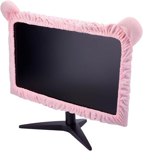 CREATCABIN 23 "-27" غطاء شاشة الكمبيوتر Kawaii مع تصميم أذن القطة الوردي شاشة الكمبيوتر الغطاء الواقي شاشة مرنة ضد الغبار عرض فروي Bowknot الديكور للكمبيوتر اللوحي الكمبيوتر المحمول تلفزيون LCD in Saudi Arabia