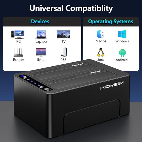 SAS to USB 3.0 Hard Drive Docking Station, SAS Dual Bay Hard Drive Duplicator for 2.5/3.5 SSD HDD with Offline Cloner Function,Plug and Play,Support up to 36TB in Saudi Arabia